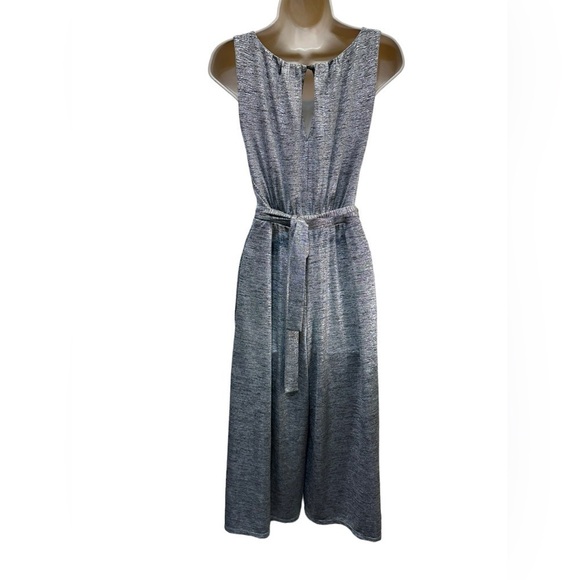 Anthropologie Meadow Rue Womens Alchemist Jumpsuit Metallic Silver Stretch - Picture 13 of 13
